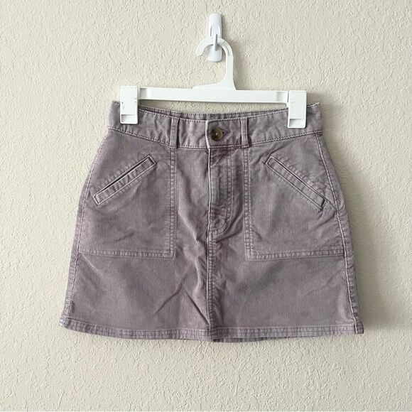 NWT American Eagle Hi Rise A-Line Skirt Lavender Purple Corduroy Size 0 - Picture 1 of 7